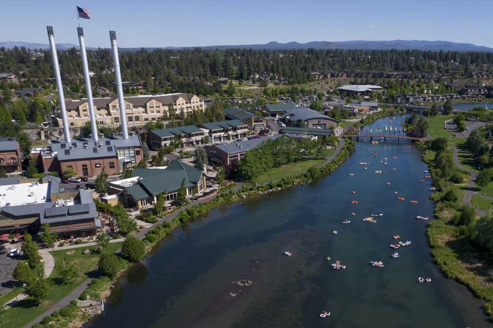 Maid Clean Janitorial cleans commercial buildings across Bend, Oregon The Old Mill District along the Deschutes River in Bend, Oregon